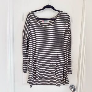 Free People Striped Long Sleeve Top - grayish purple and Cream